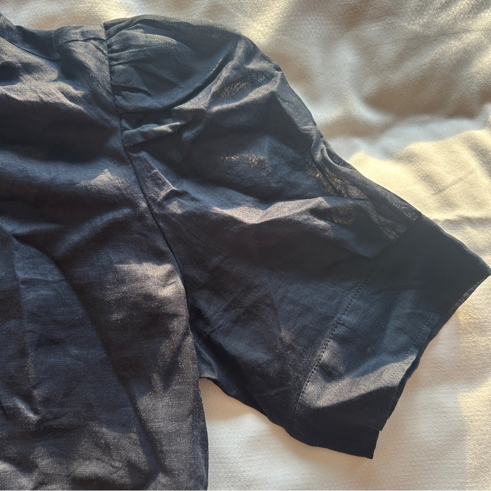 Frame Navy Ruffled Sheer Blouse - Picture 10 of 10